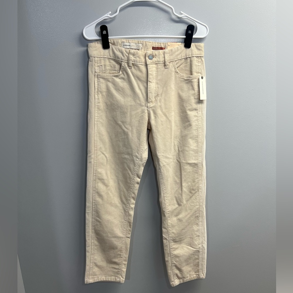NWT Anthropologie Pilcro Boyfriend Corduroy Cream Straight Leg Pant - Size 28